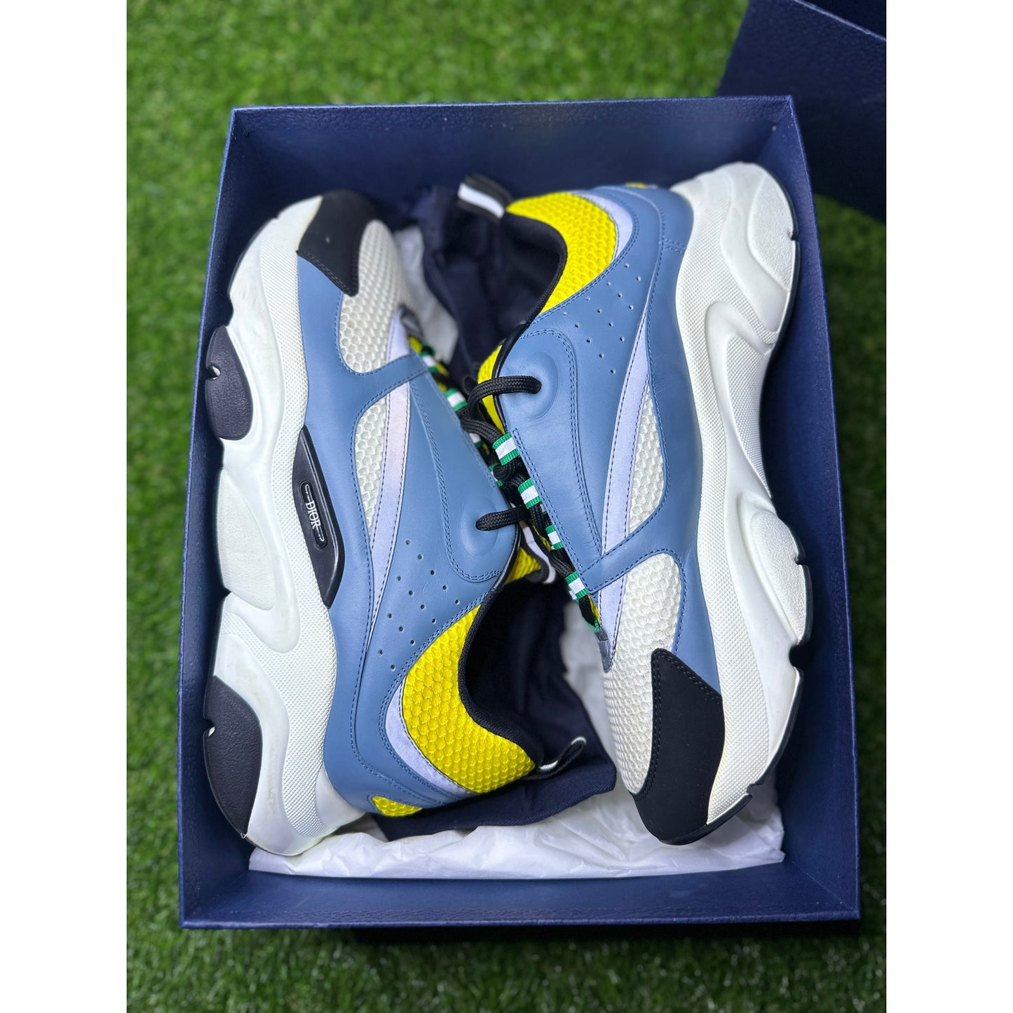 Dior B22 Reflective Low Top Sneaker ‘Blue Yellow’ | 12US