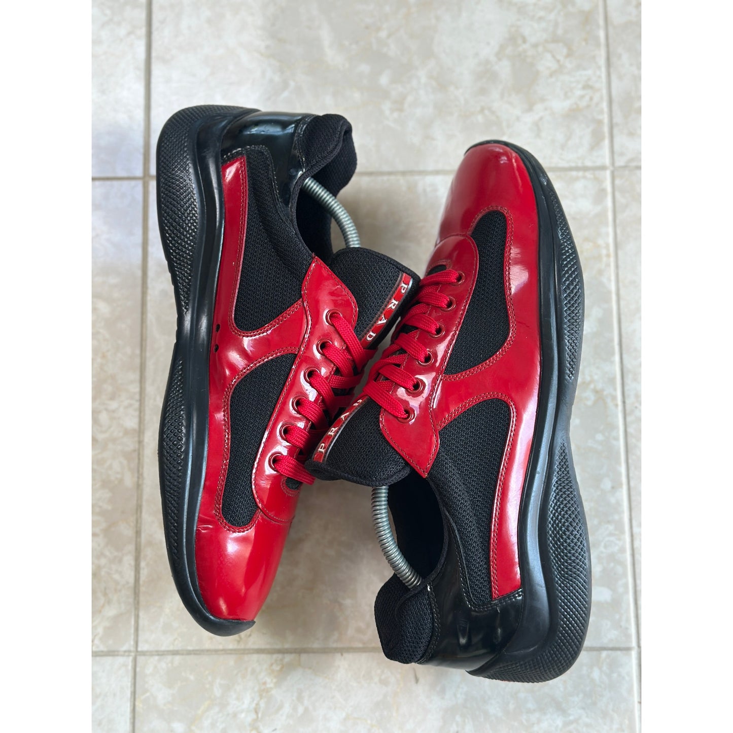Prada America's Cup Red / Black Sneakers | Size 9Uk