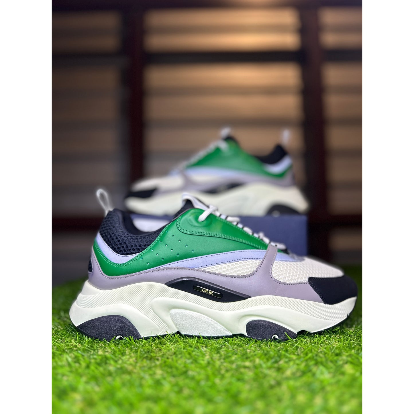 Dior B22 Reflective Low Top Sneaker ‘Green White’ | 13US