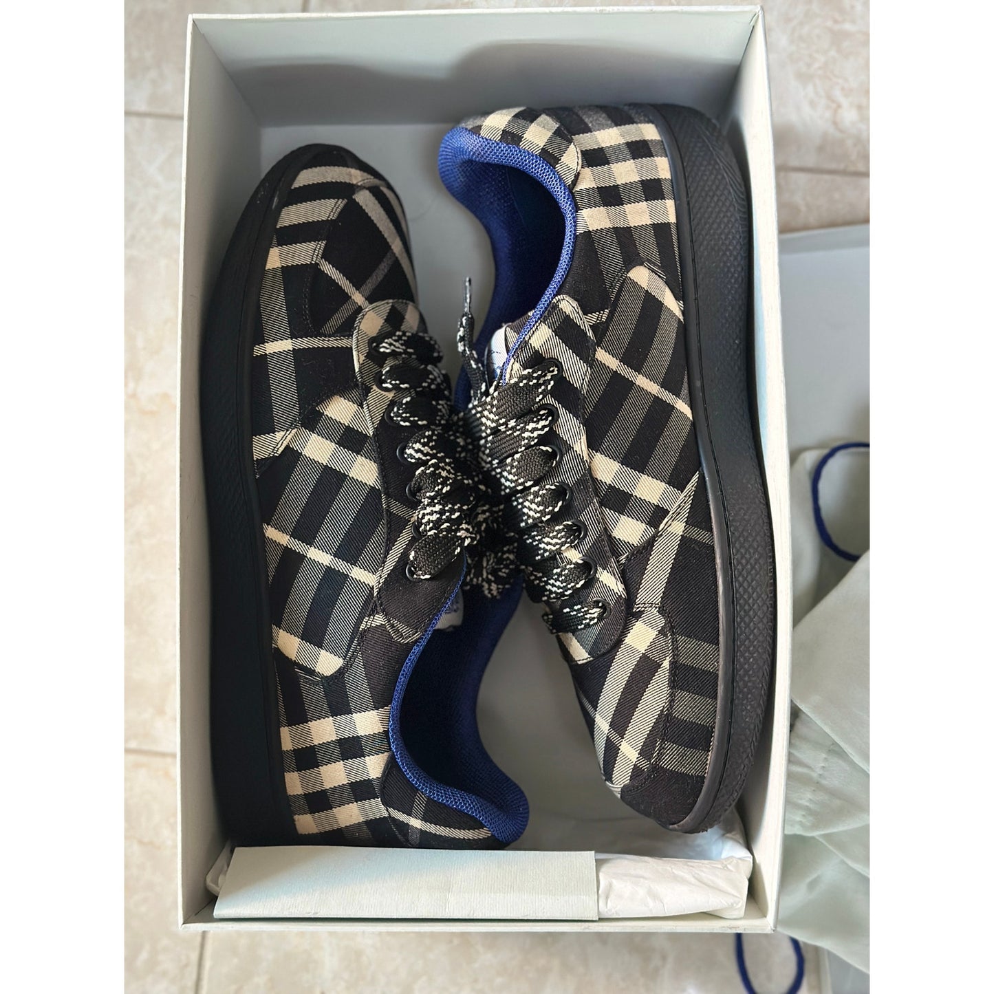 Size 12 - Burberry Check Terrace Sneakers Black
