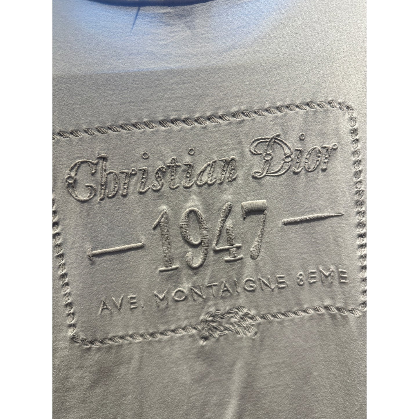 Size Medium - Christian Dior 1947 White Grey Embroidered Tee