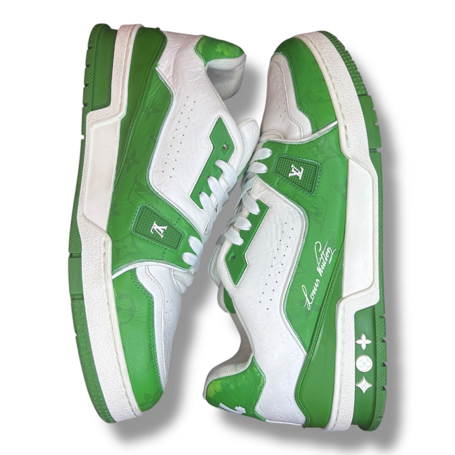 Louis Vuitton LV Trainer Green White Sneakers #54 | SZ 9.5LV