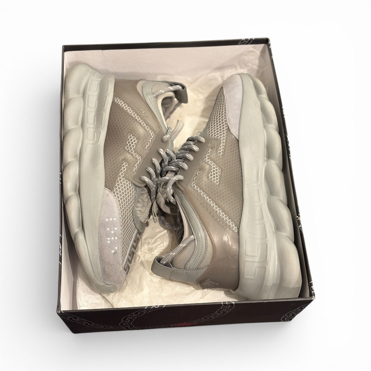 Size 11 - Versace Chain Reaction Gray Sneakers
