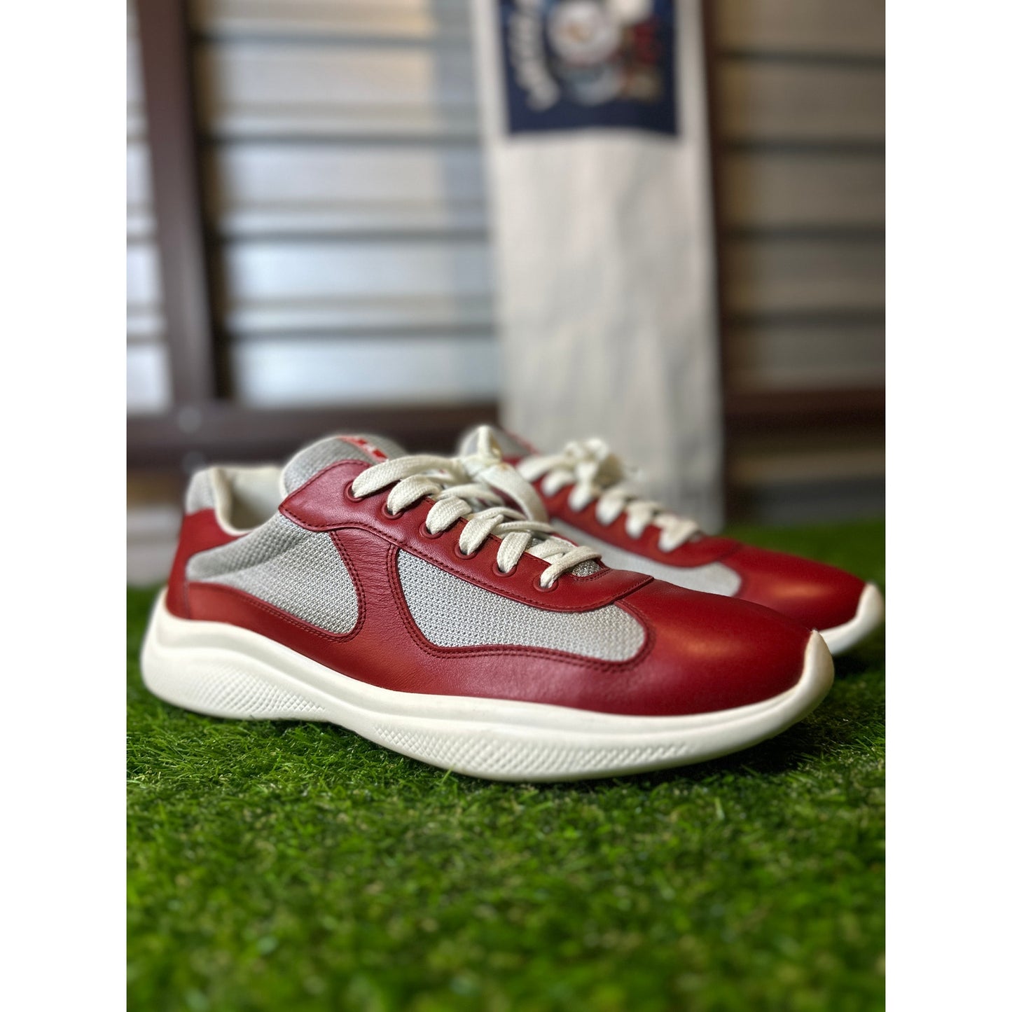 Prada America's Cup Red Leather Sneakers | Size 11UK / 12US