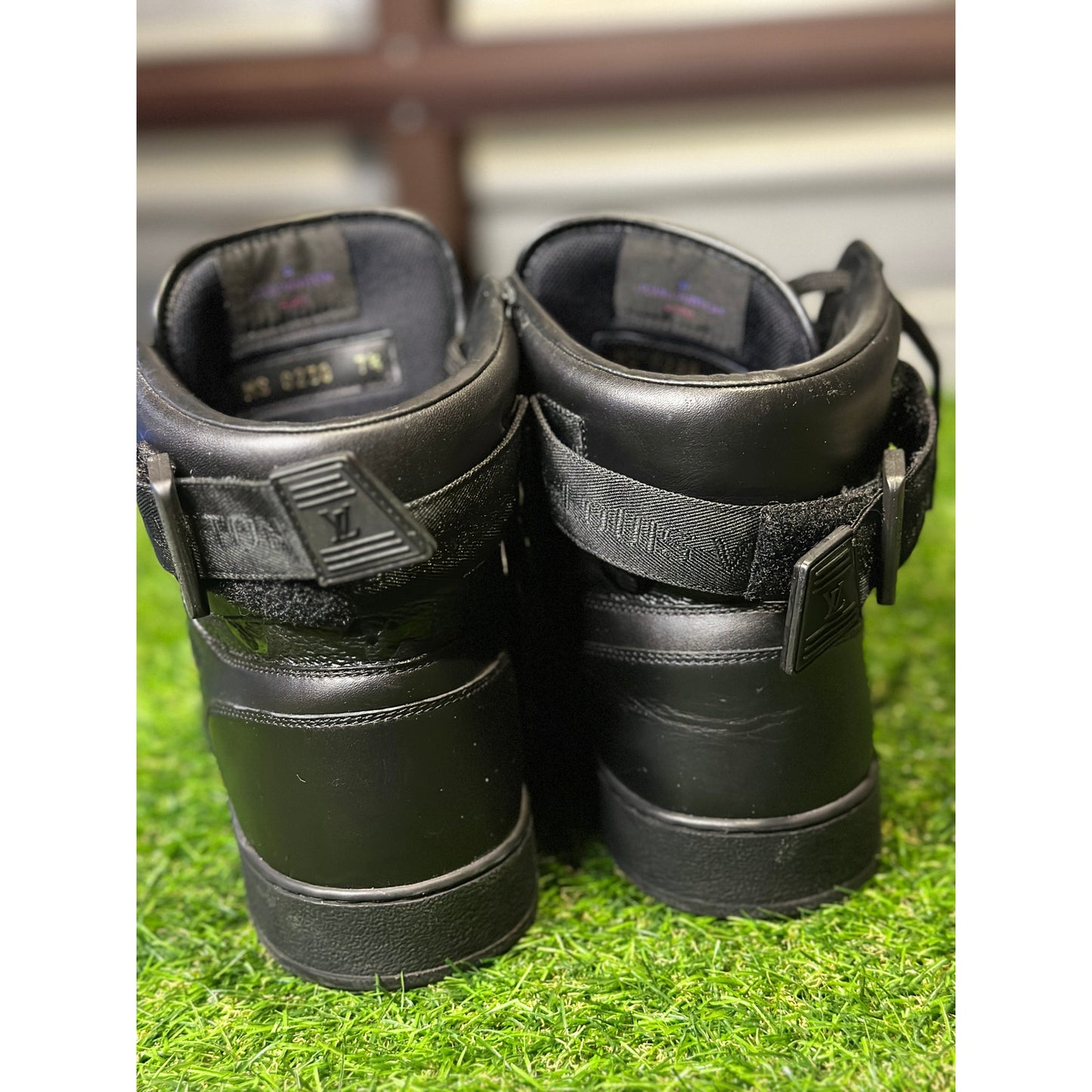 Louis Vuitton Black Rivioli High-Top Monogram Sneakers