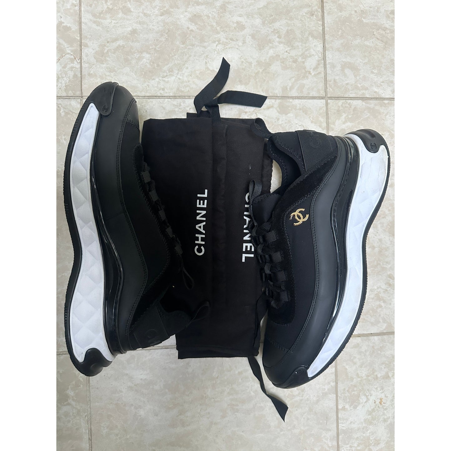 Size 9 - Chanel Men's Interlocking CC Logo Suede Sneakers