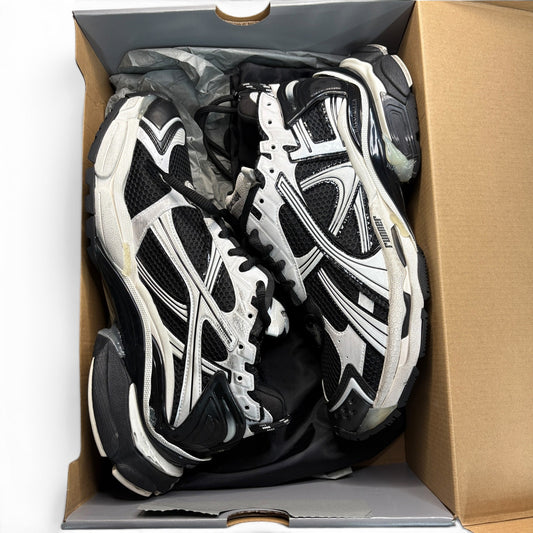 Balenciaga Runner Black & White Track Sneakers | Size 12US