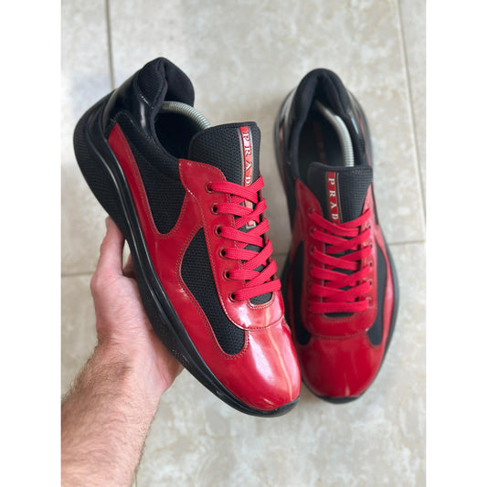 Prada America's Cup Red / Black Sneakers | Size 9Uk