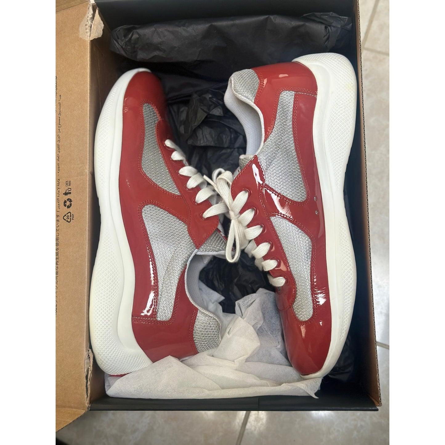 Prada America's Cup Sneakers Reddish Orange | Size 10Uk