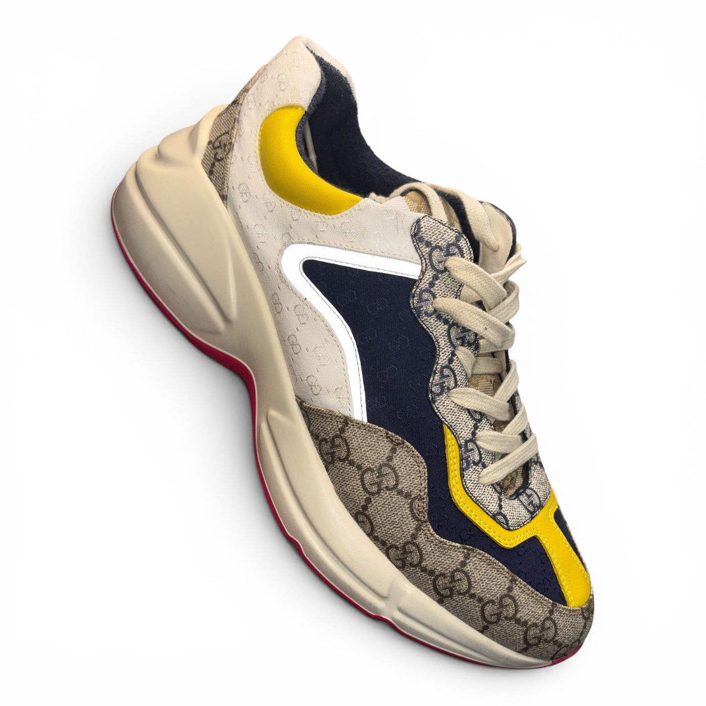 Gucci GG Rython ‘Beige White Yellow’ Monogram Sneaker | 9.5G