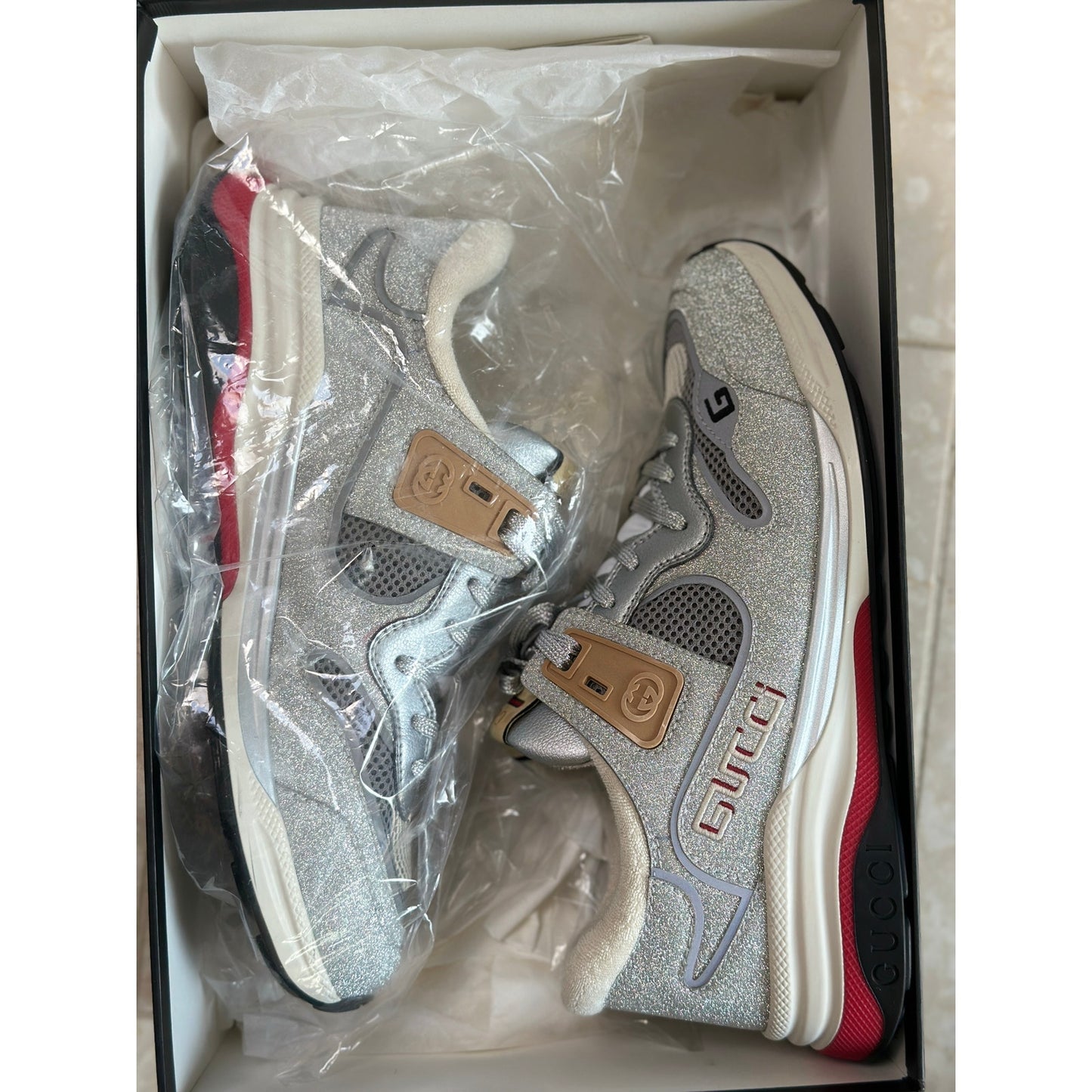 Gucci Men's Ultrapace Glitter Low Top Sneakers | Size 9.5 US
