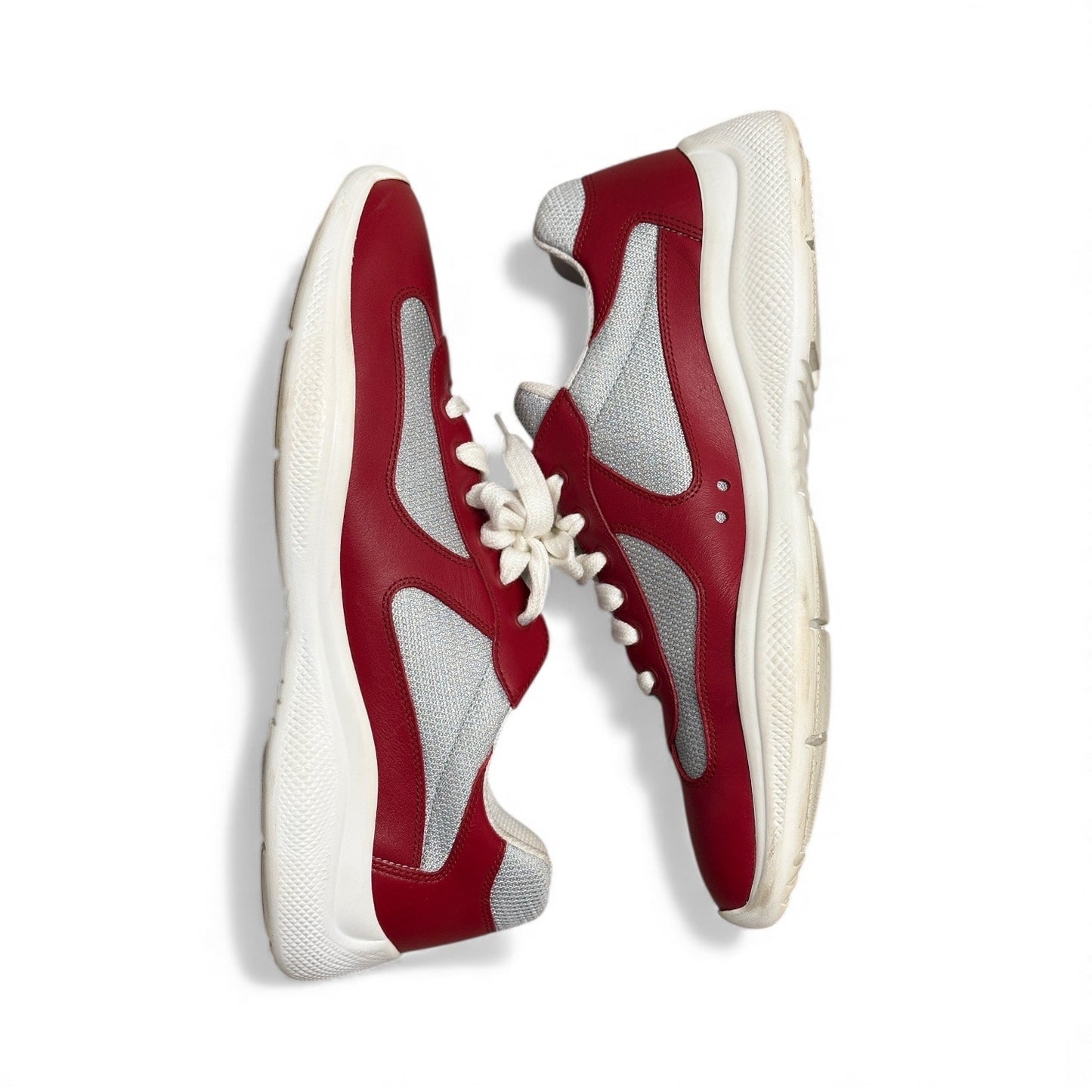 Prada America’s Cup Red / Grey Leather Sneakers | Size 11UK