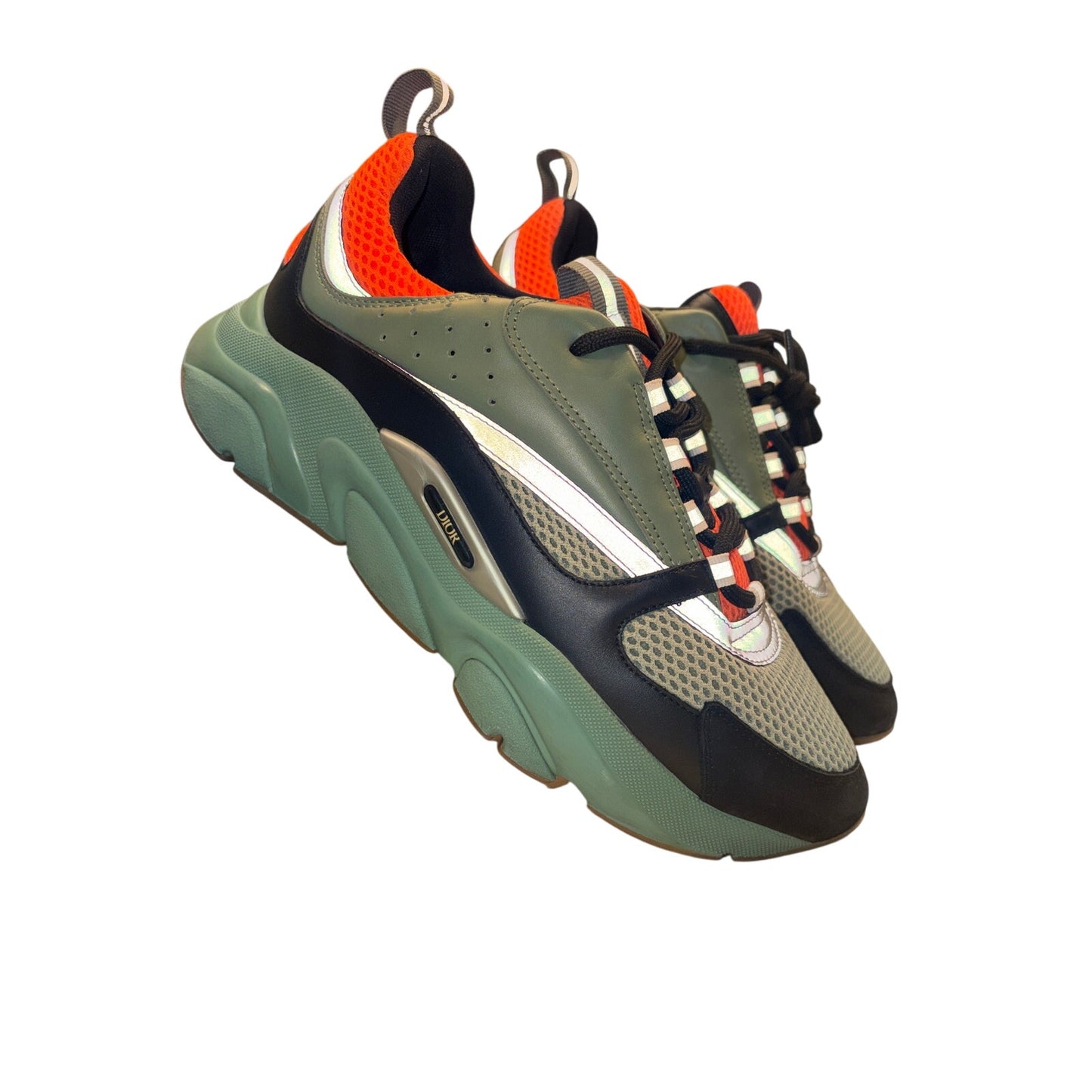 Size 10 - Dior B22 Reflective Khaki Olive Orange Sneakers
