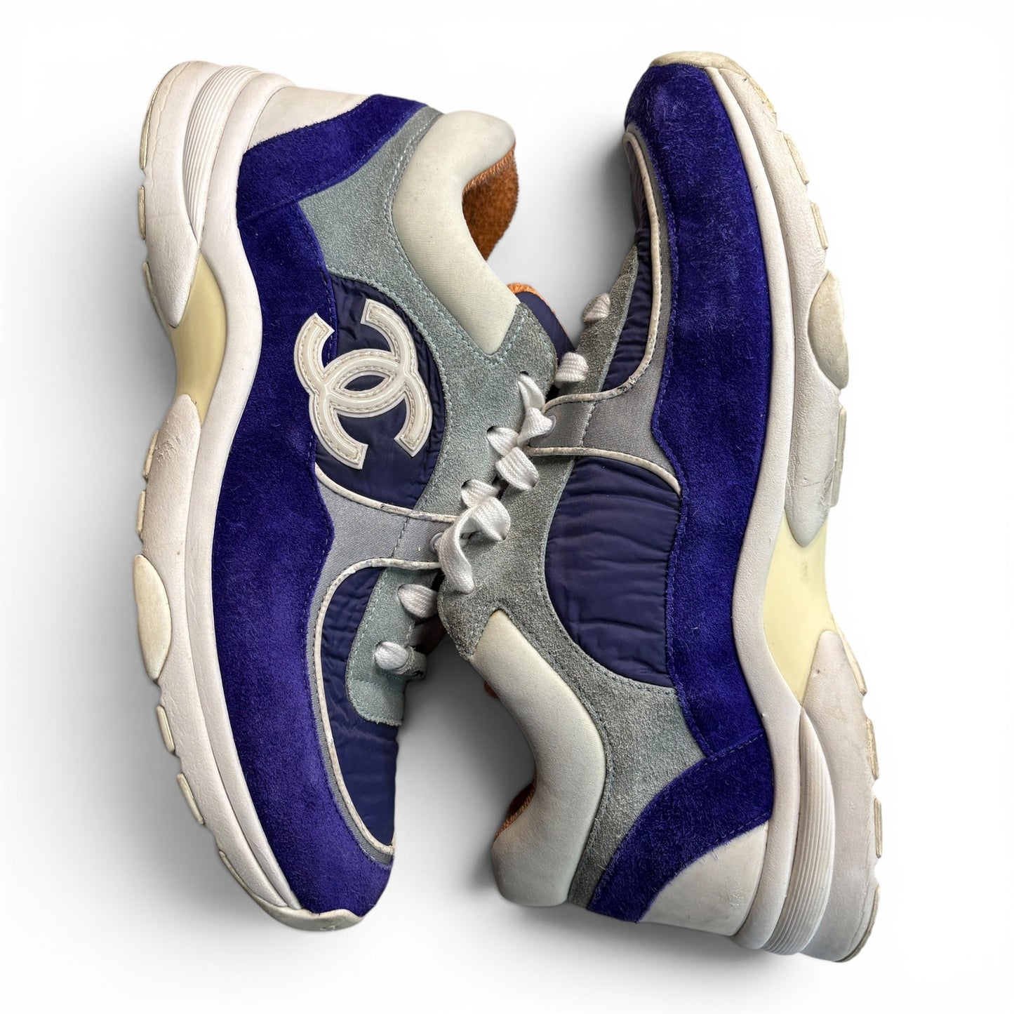 Chanel Interlocking CC Logo Suede Sneakers | Size 8 Men's