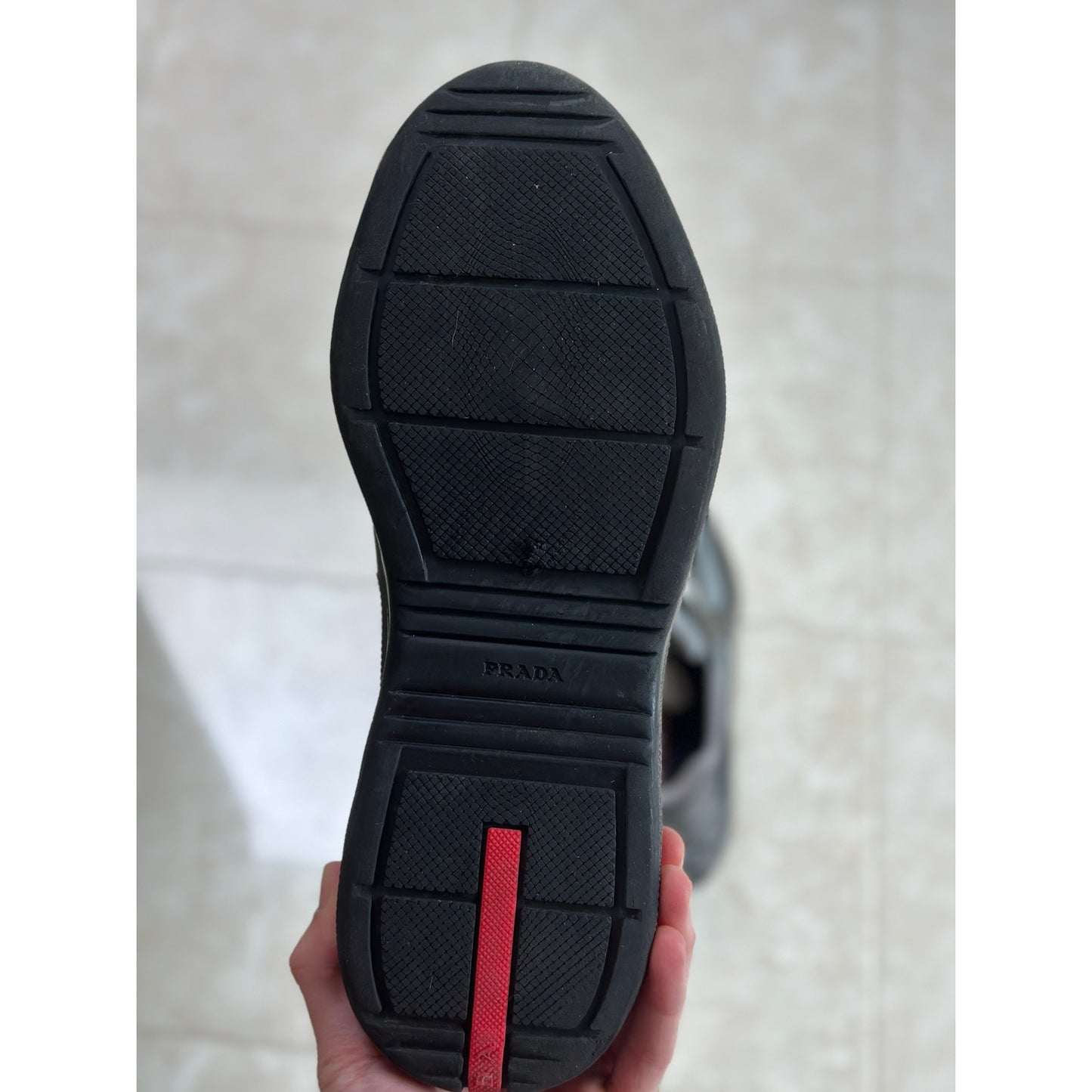Size 10 - Prada America's Cup Black Soft rubber and bike fabric sneakers