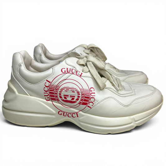 Size 9G  - Gucci Rython Red Logo Beige Sneakers