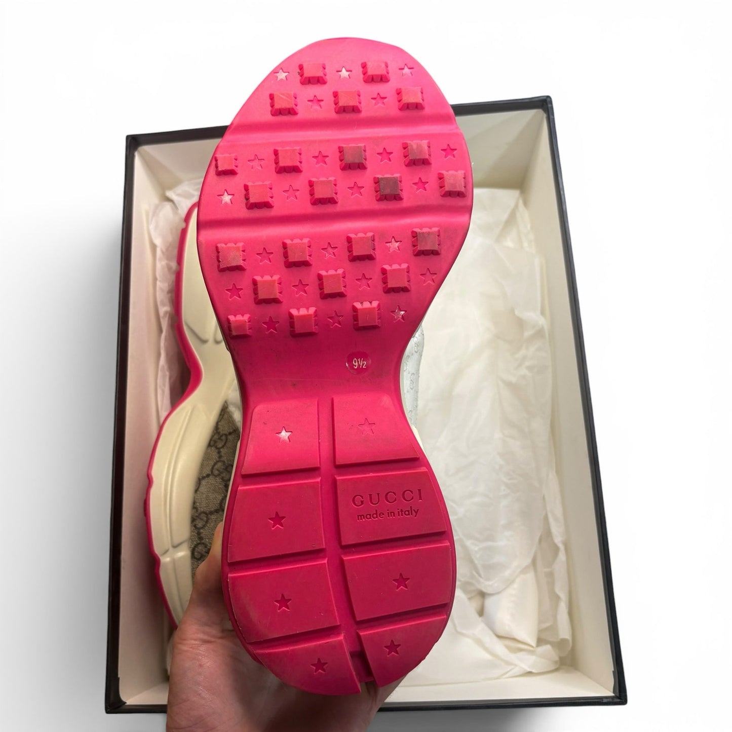 Gucci GG Rython ‘Beige White Yellow’ Monogram Sneaker | 9.5G