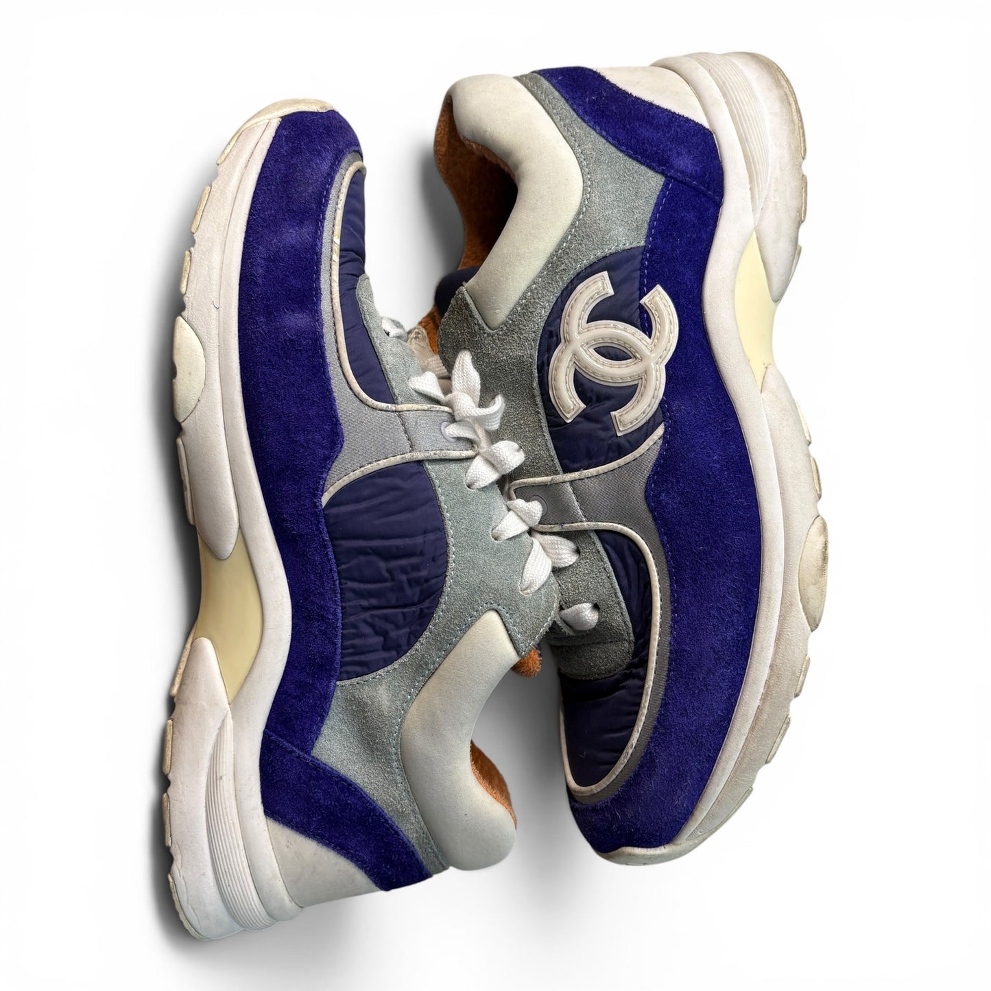 Chanel Interlocking CC Logo Suede Sneakers | Size 8 Men's