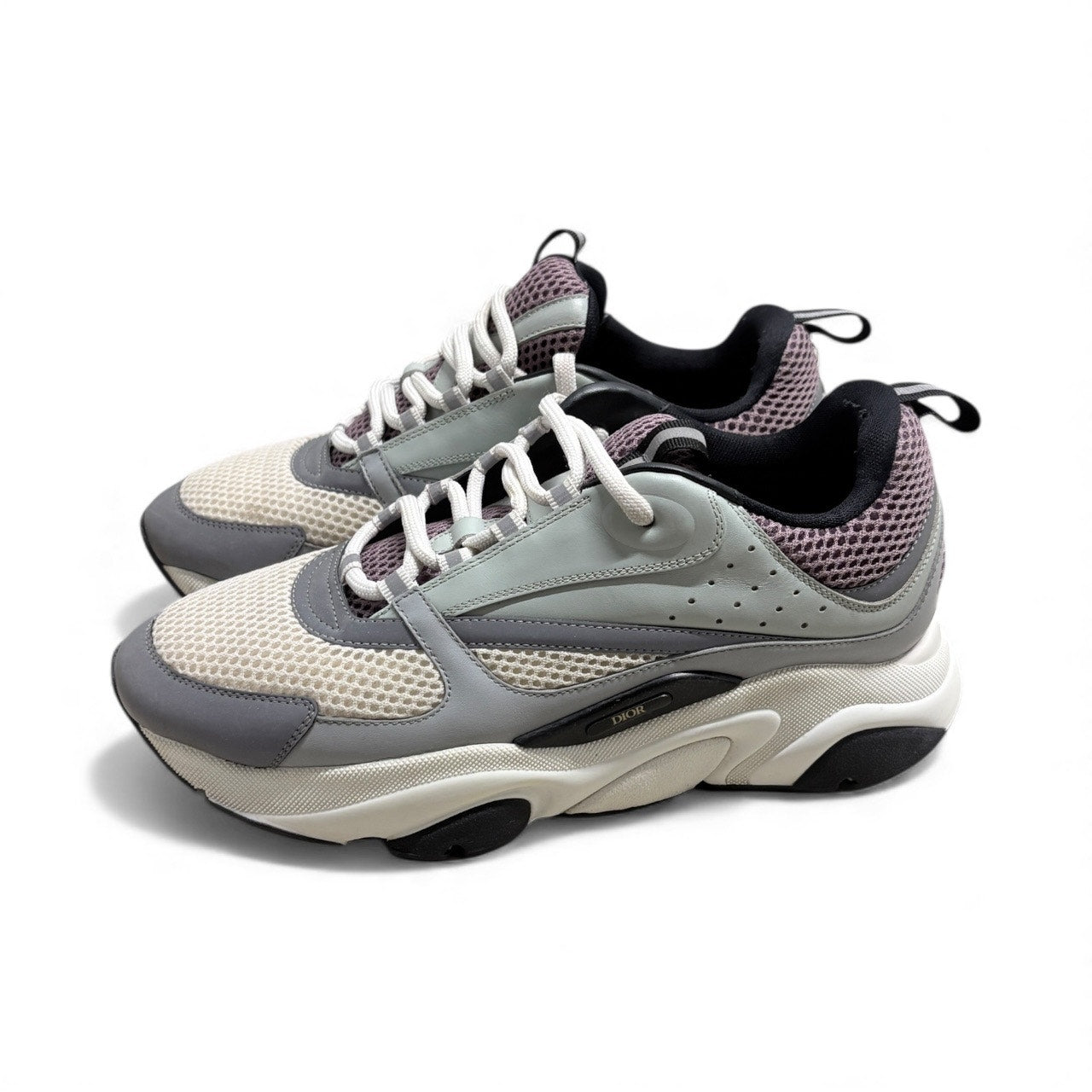 Size 10 - Dior B22 “Cream Lavender” Calfskin Mesh Sneakers